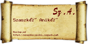 Szaszkó Anikó névjegykártya
